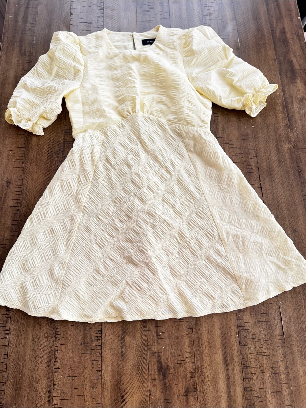En Saison butter Yellow Textured Mini Dress - Picture 3 of 10